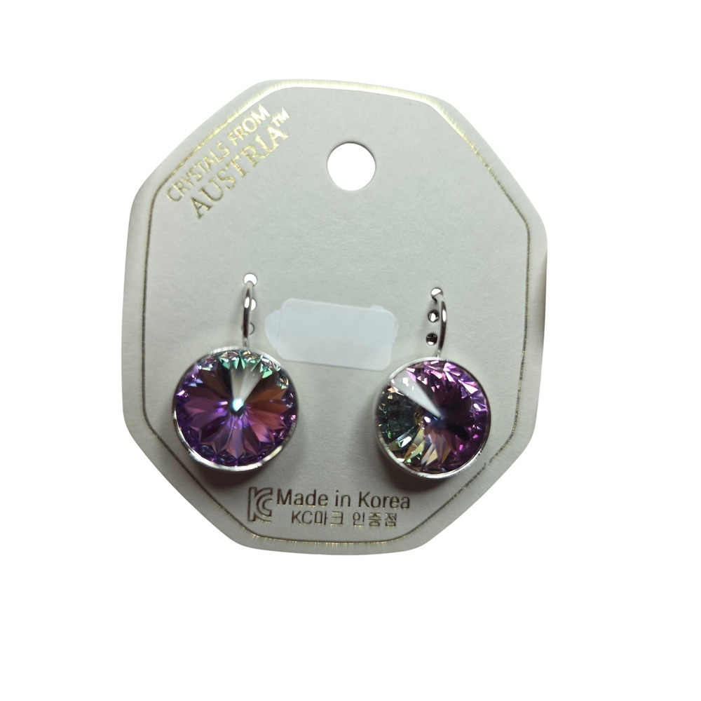 Crystals from Austria 15mm Aurore Boreale Leverback Earrings. LeverBack. Rainbow